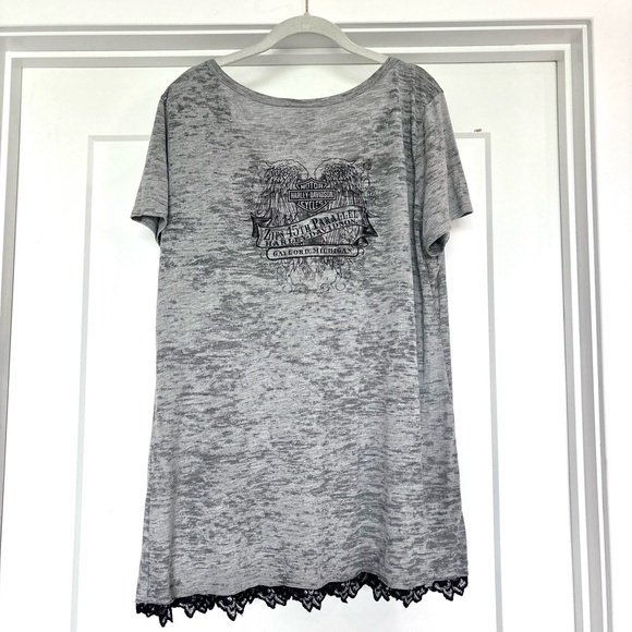 Harley Davidson Womens Gray Burnout W/ Rhinestones Gaylord Michigan T- Shirt 2XL - Picture 8 of 14